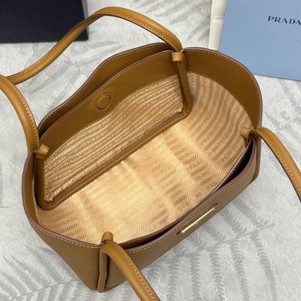 Caramel Prada Leather mini tote Bag - Image 8