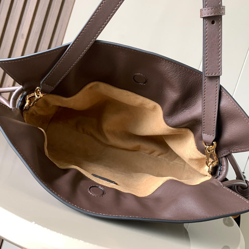 Chocolate LOEWE Medium Flamenco clutch in nappa calfskin (Best
 GRADE) - Image 8