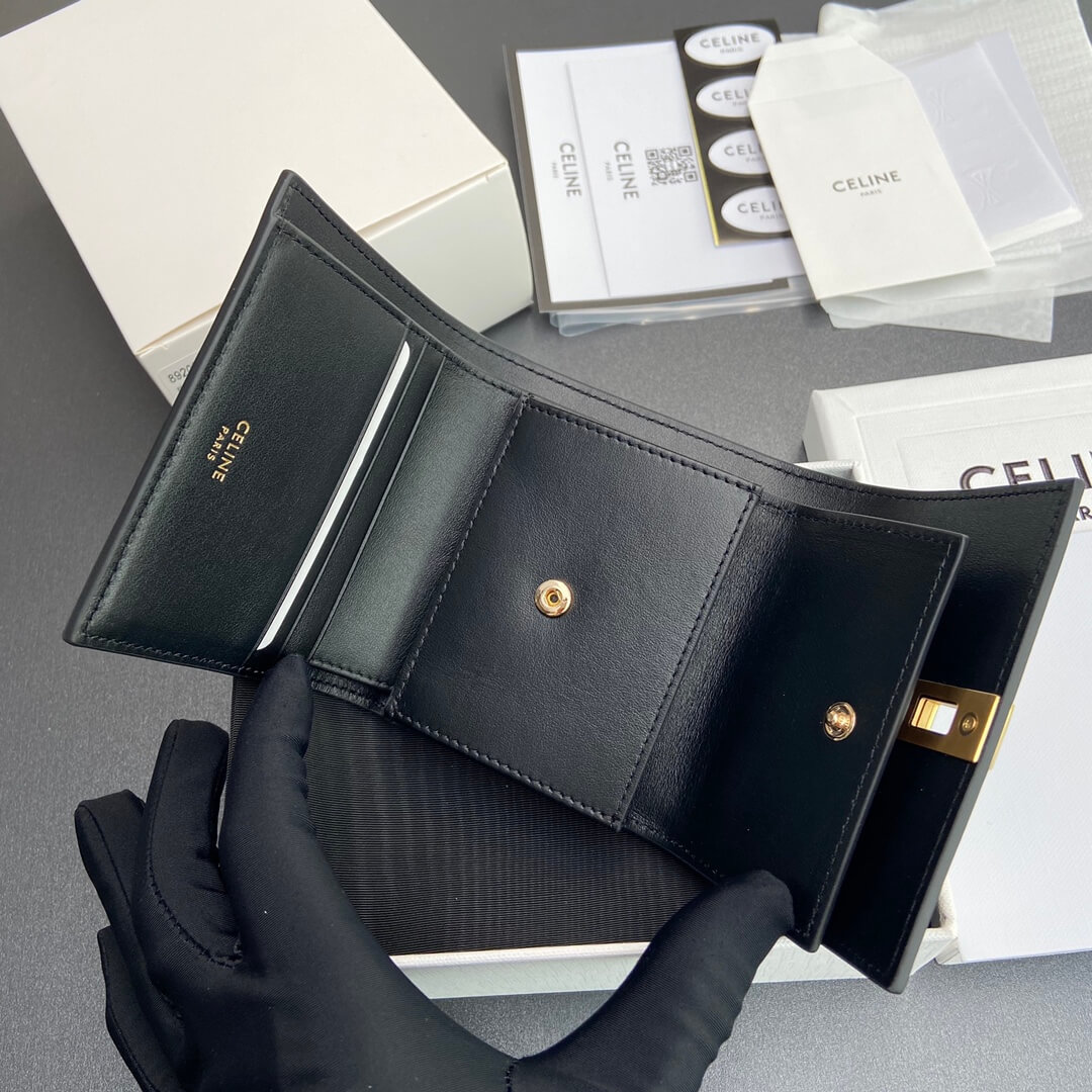 CELINE 16 Small Wallet in Shiny Calf Leather - Image 8