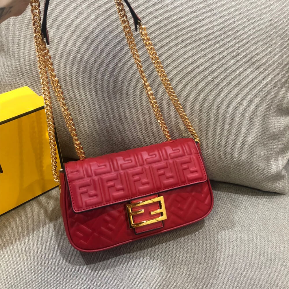 Red Fendi Baguette Chain Midi - Image 8
