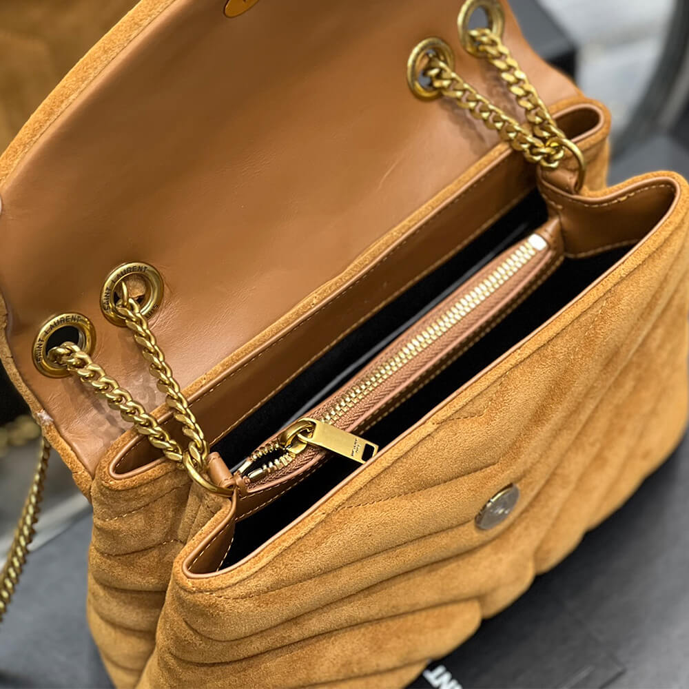 LOULOU SMALL CHAIN BAG IN QUILTED SUEDE - Image 8