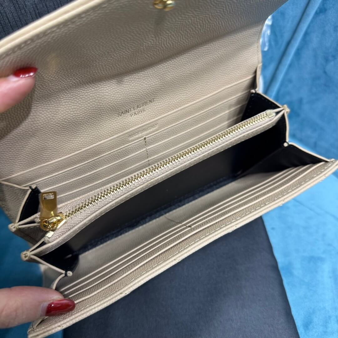 Beige YSL CASSANDRE MATELASSE LARGE FLAP WALLET IN GRAIN DE POUDRE LEATHER - Image 8