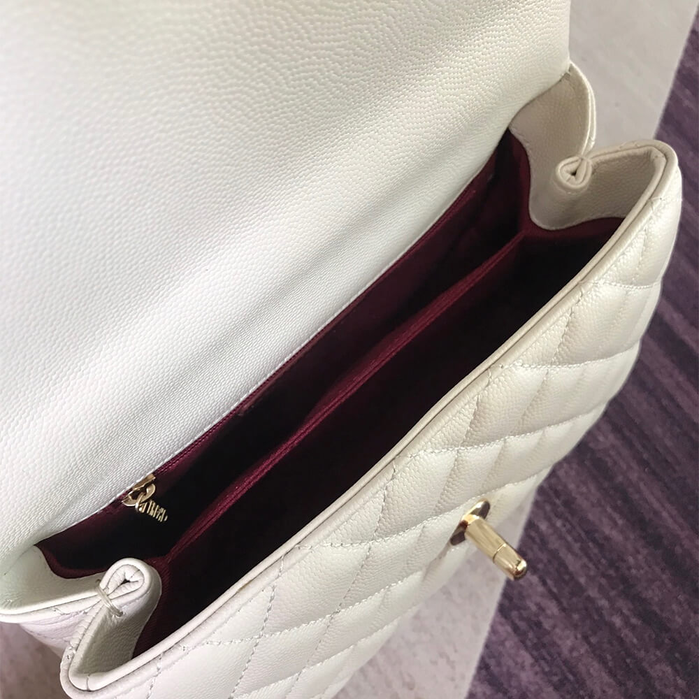 White Chanel Coco handle flap shoulder bag PM - Image 8