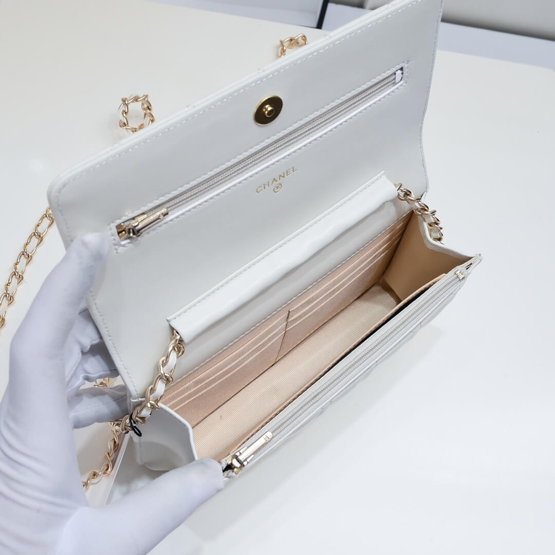 White Chanel classic chain wallet - Image 8