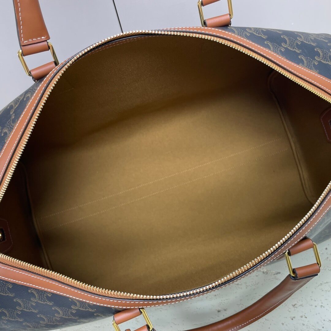 CELINE Medium duffle bag in logo-print calfskin - Image 8