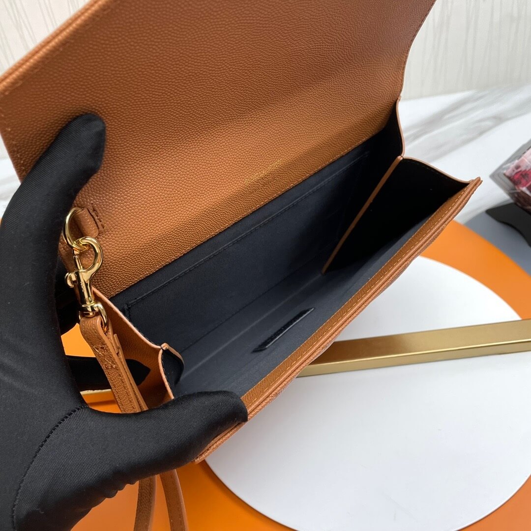 brown YSL CASSANDRE matelasse leather flap clutch - Image 8