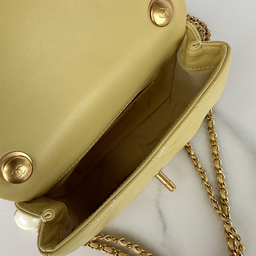 Yellow Chanel MINI FLAP BAG - Image 8