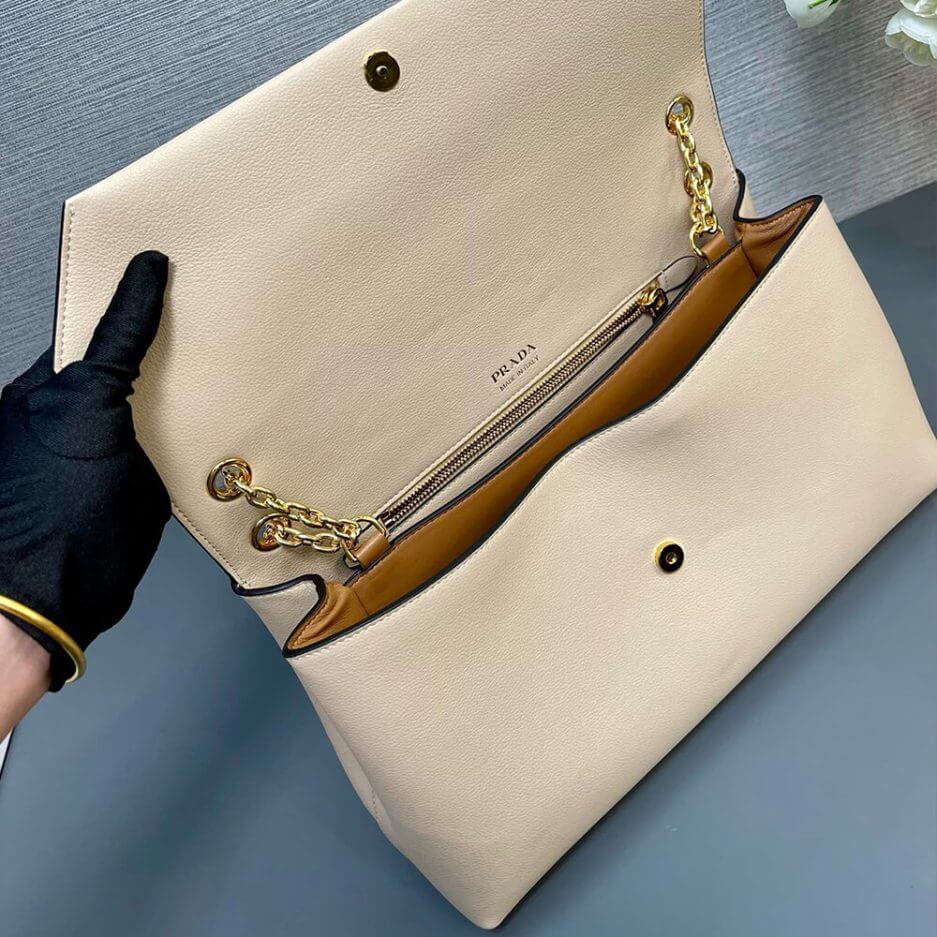 Travertine Prada Medium leather shoulder bag (Best
 Grade) - Image 8