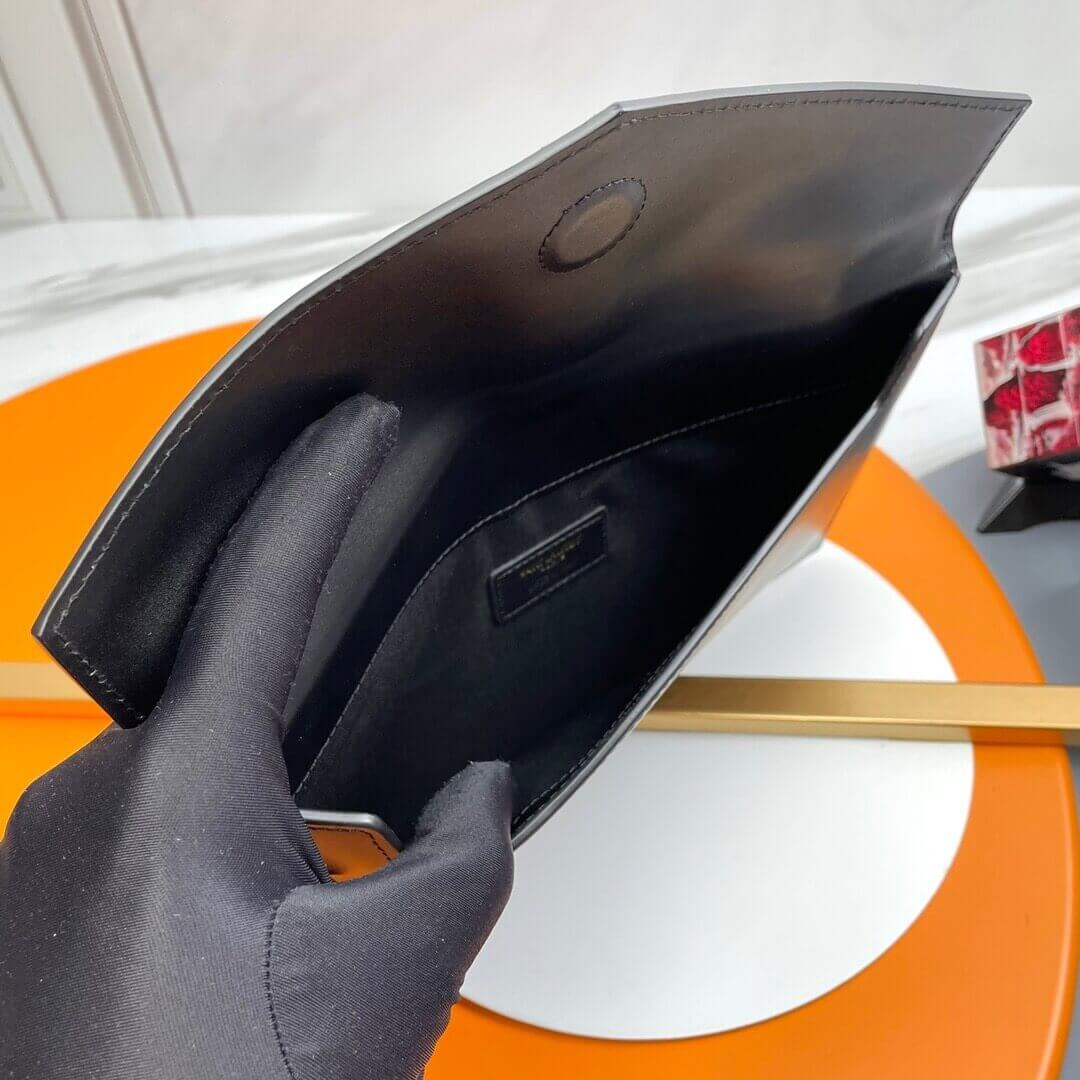 Black YSL UPTOWN POUCH IN GRAIN DE POUDRE EMBOSSED LEATHER - Image 9