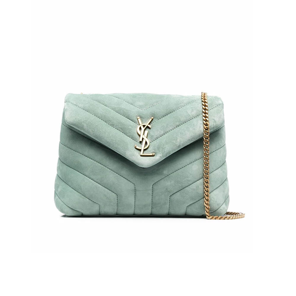LOULOU SMALL CHAIN BAG IN QUILTED SUEDE