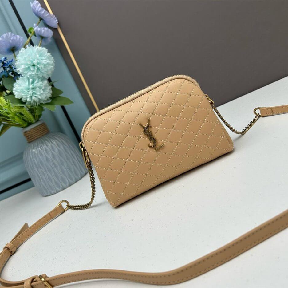 Beige YSL Gaby zipped pouch in quilted lambskin - Image 2