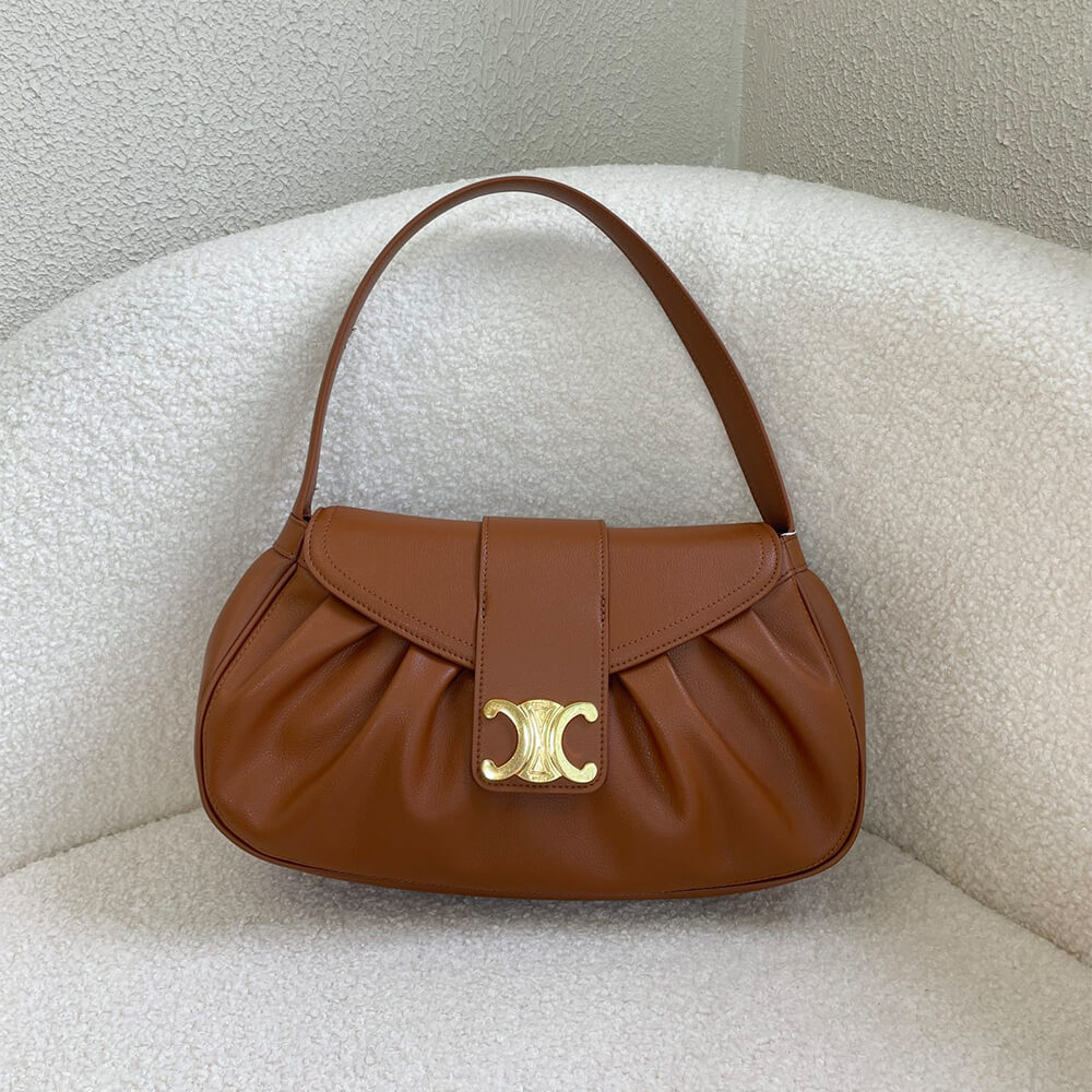Brown CELINE Medium POLLY bag in soft calfskin - Image 2