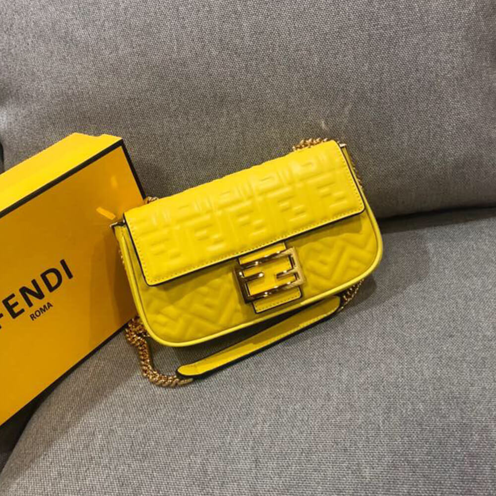 Yellow Fendi Baguette Chain Midi - Image 2