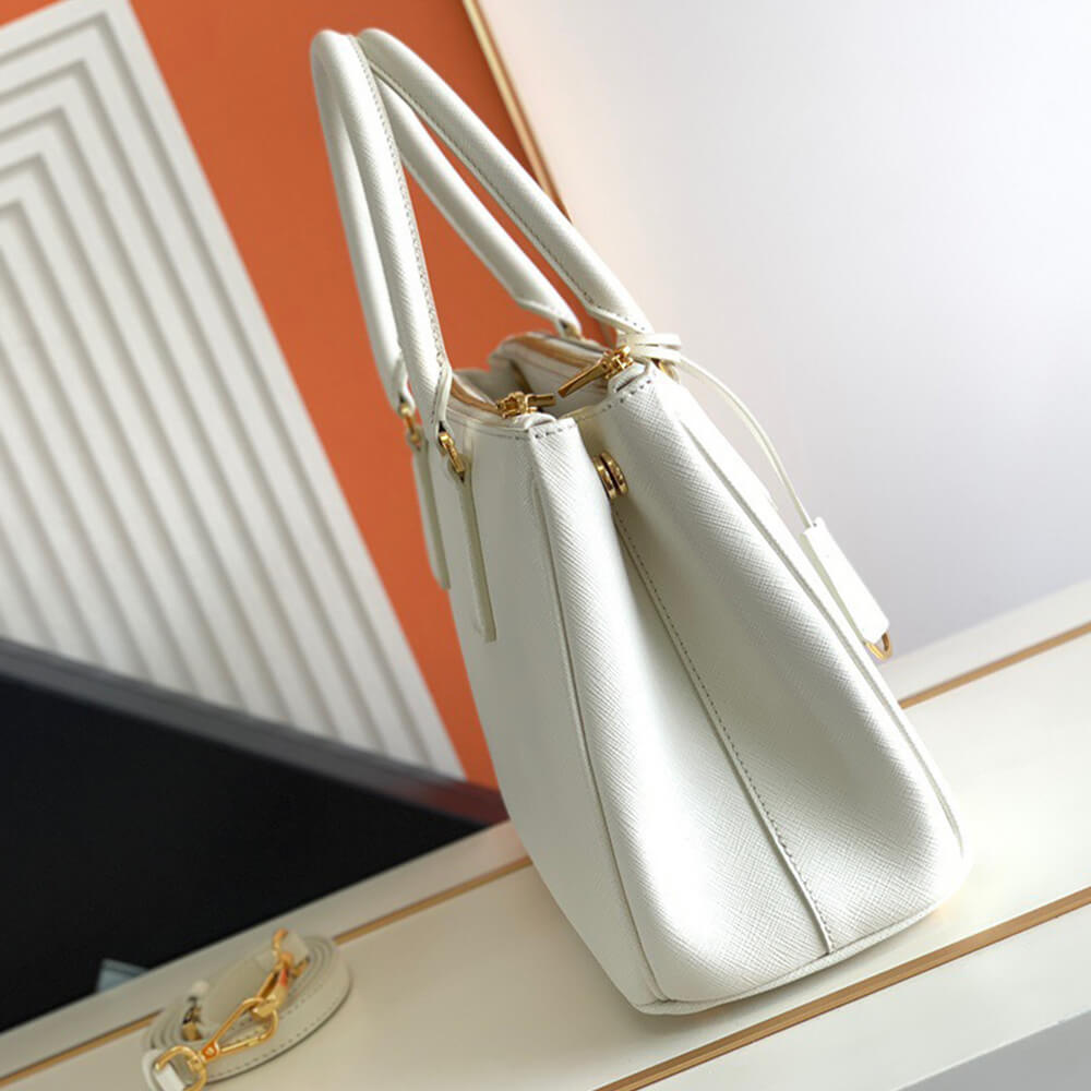 White Medium Prada Galleria Saffiano leather Bag - Image 3