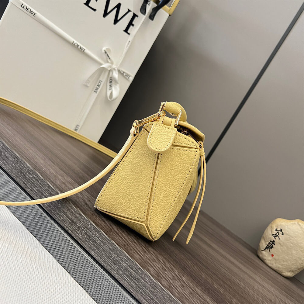 Yellow LOEWE Mini Puzzle bag in classic calfskin - Image 3