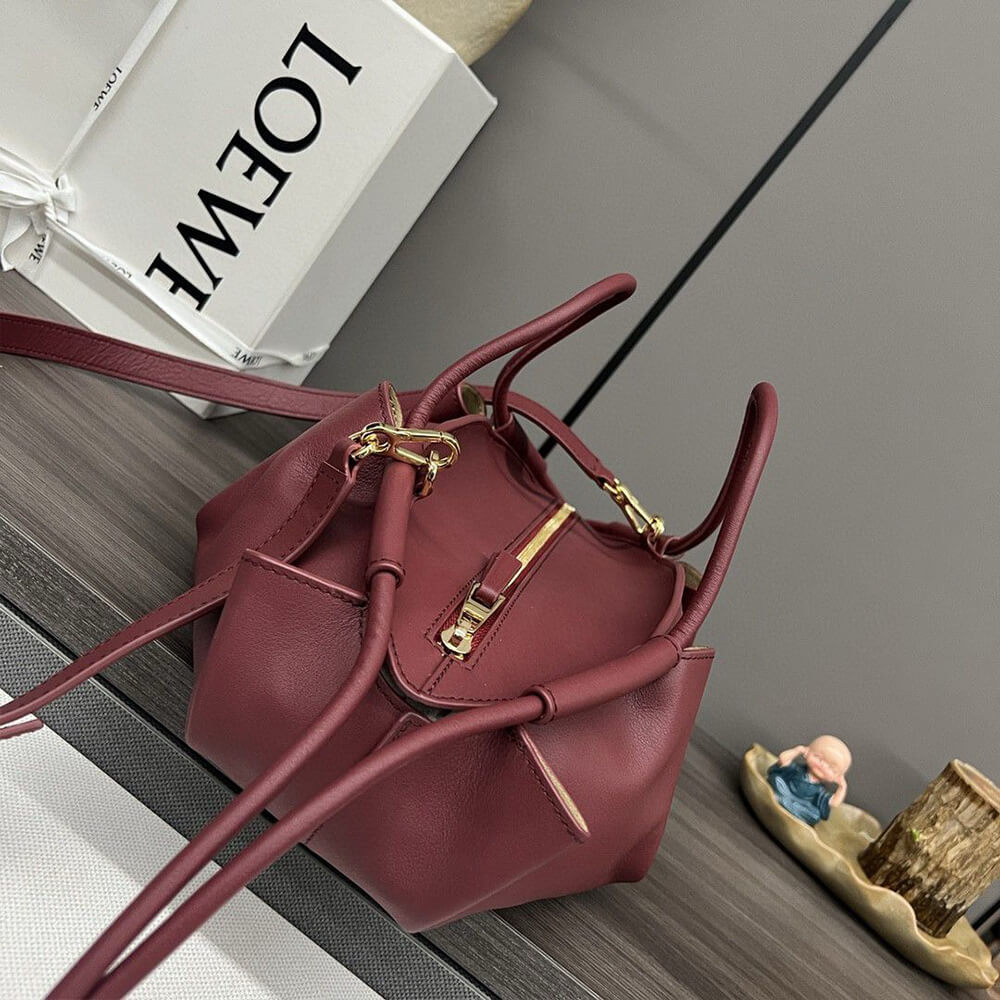 Burgundy Loewe Small Paseo bag in shiny nappa calfskin (Best
grade) - Image 3