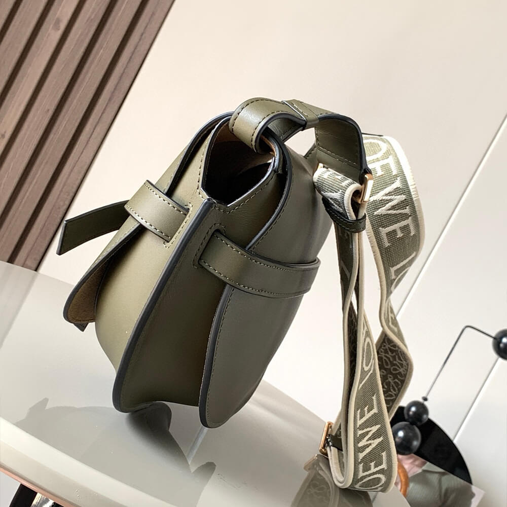 Autumn Green Loewe Small Gate bag in soft calfskin and jacquard - Image 3