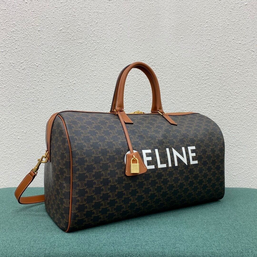 CELINE Large Travel Bag in Logo Print and Calfskin - Image 3
