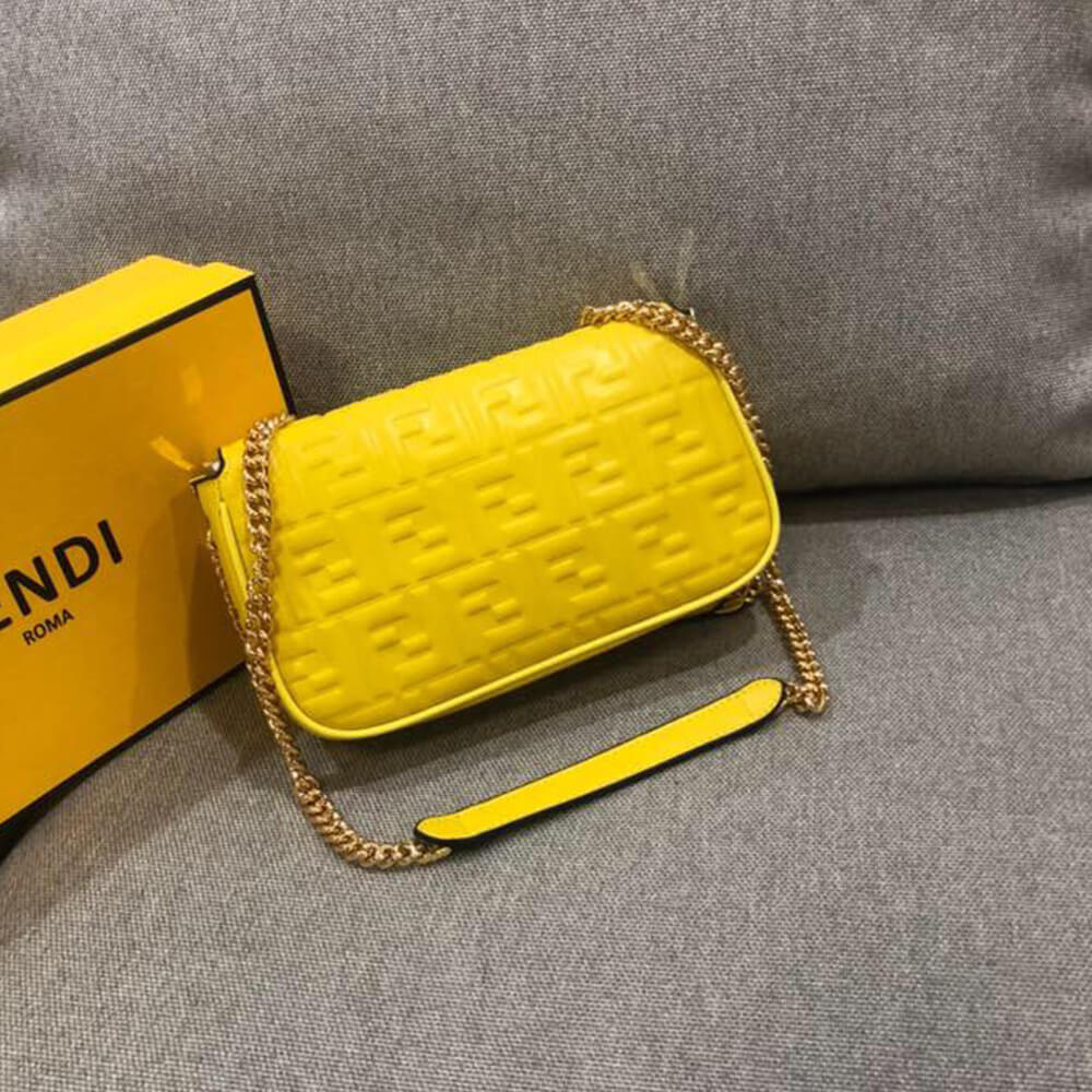 Yellow Fendi Baguette Chain Midi - Image 3
