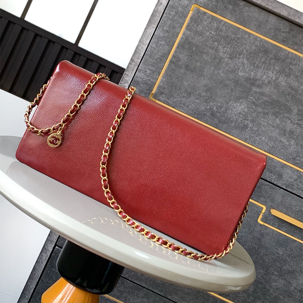 Burgundy CHANEL Long Flap Bag (Best
grade) - Image 4