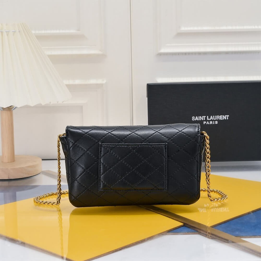 Black YSL GABY chain phone holder in lambskin - Image 4