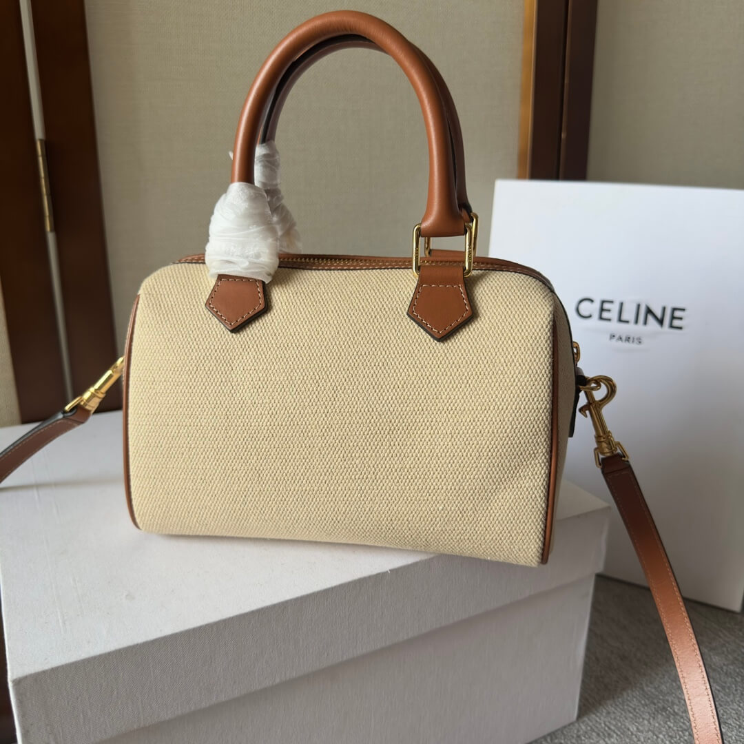 CELINE Small Boston cuir Triomphe in textile and calfskin - Image 4