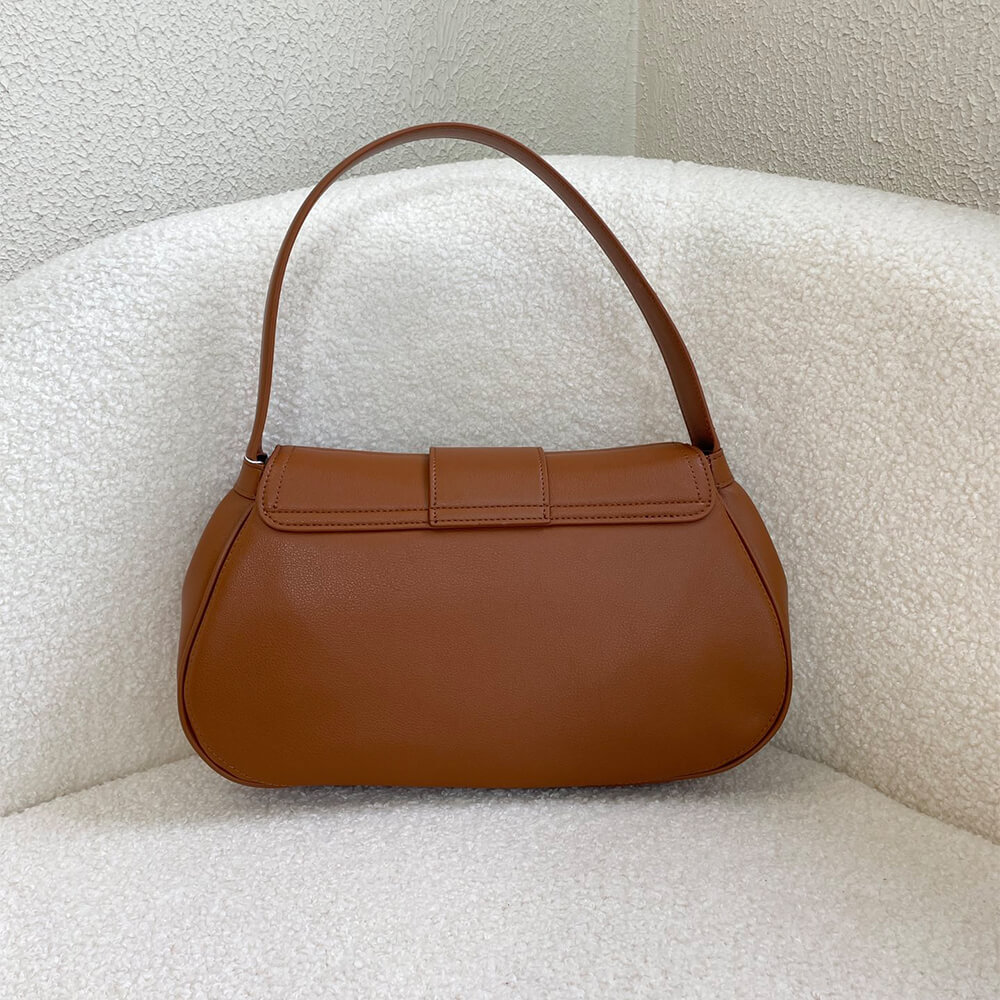Brown CELINE Medium POLLY bag in soft calfskin - Image 4