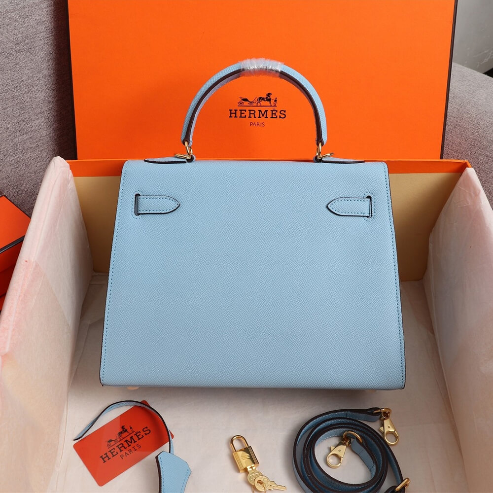 linen blue Hermes Kelly 25 - Image 4