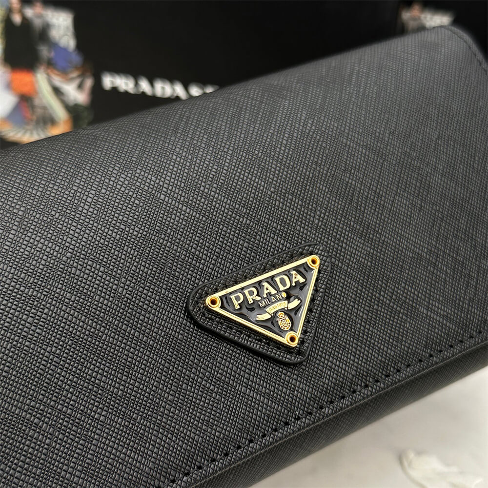 Black Prada Large Saffiano Leather Wallet - Image 5