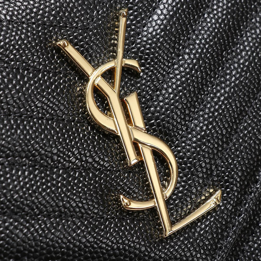 Black Saint Laurent Chain-strap YSL-plaque grained-leather wallet - Image 5