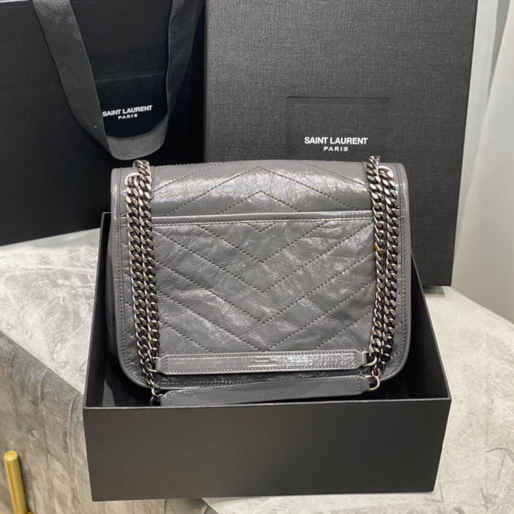 Grey SAINT LAURENT NIKI MEDIUM IN CRINKLED VINTAGE LEATHER - Image 5