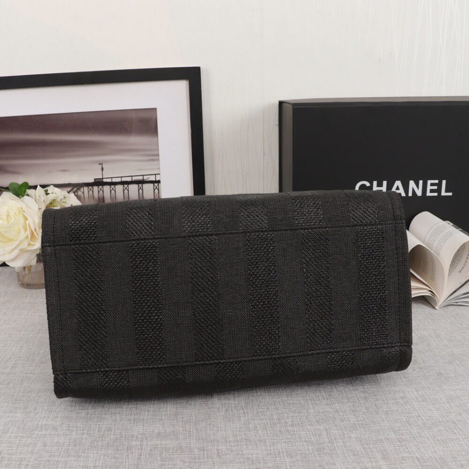 CHANEL Woven Straw Raffia Striped Medium Deauville Tote - Image 5