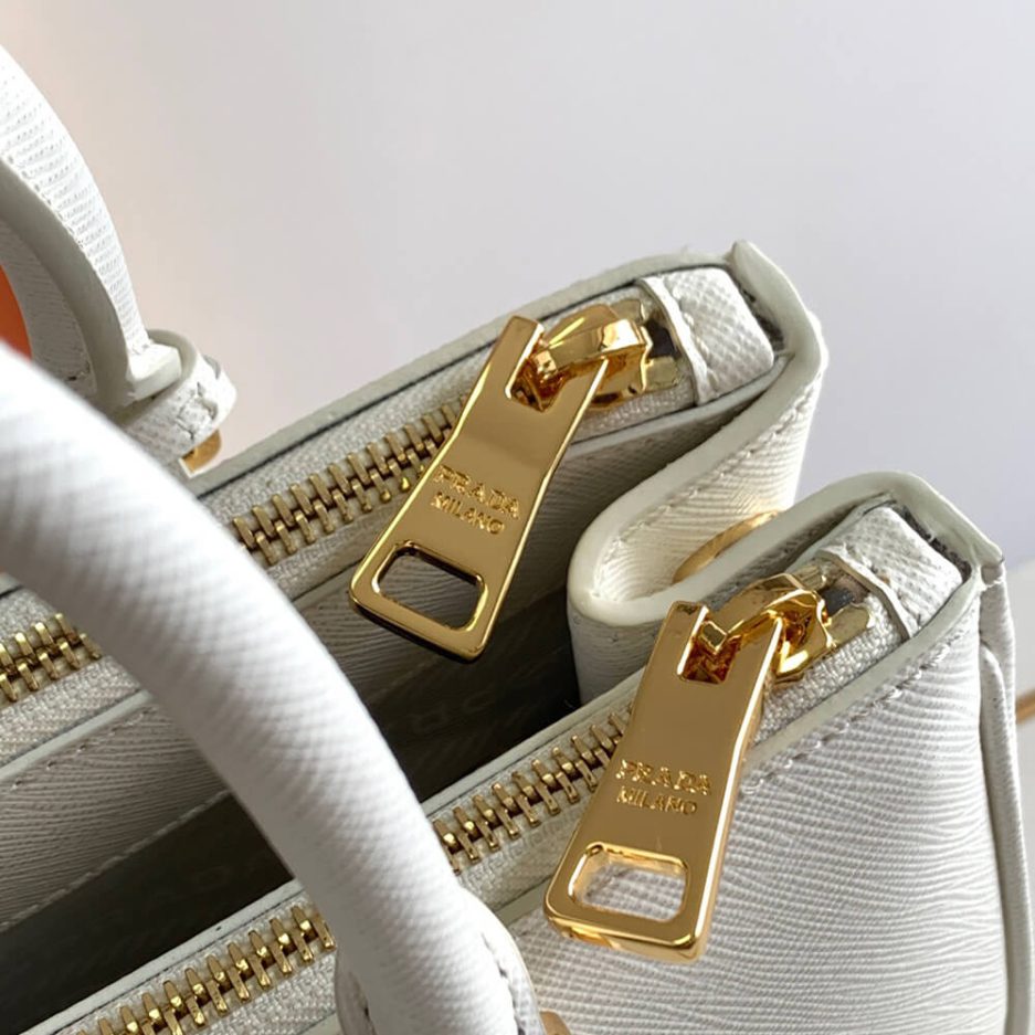 White Medium Prada Galleria Saffiano leather Bag - Image 6