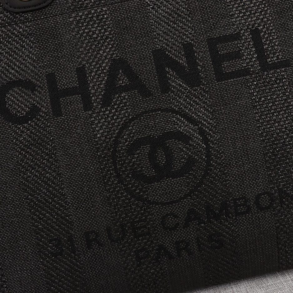 CHANEL Woven Straw Raffia Striped Medium Deauville Tote - Image 6