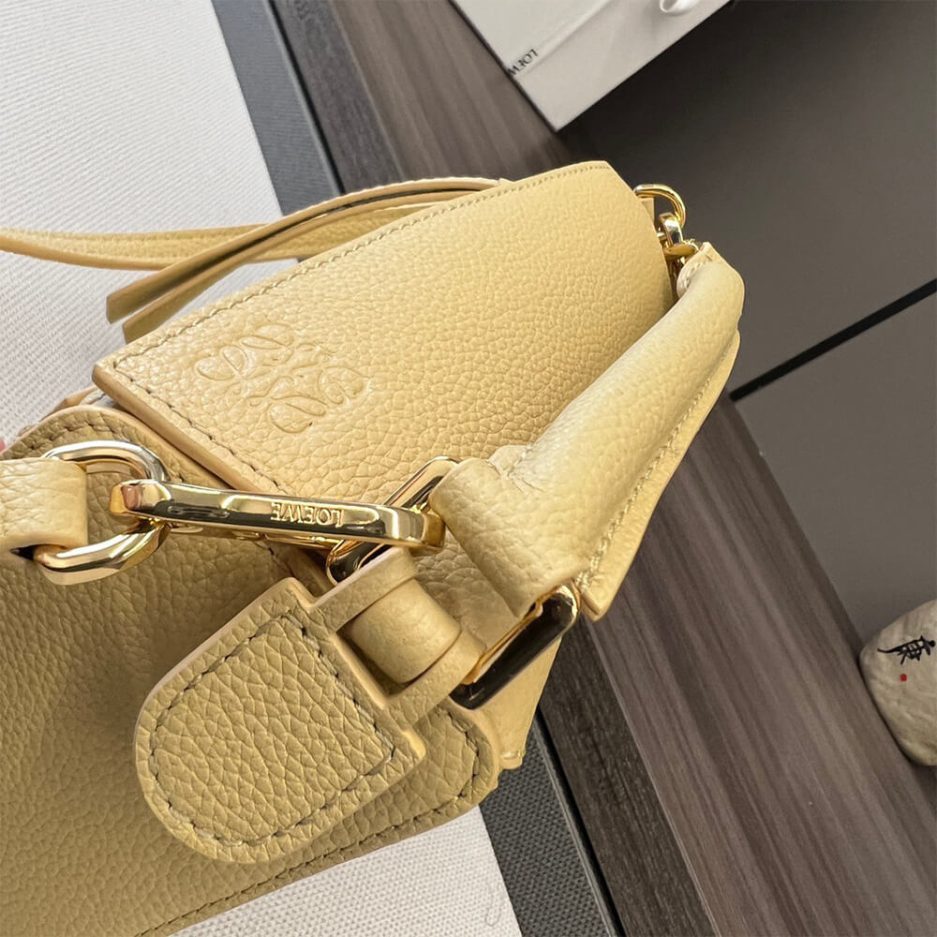 Yellow LOEWE Mini Puzzle bag in classic calfskin - Image 7