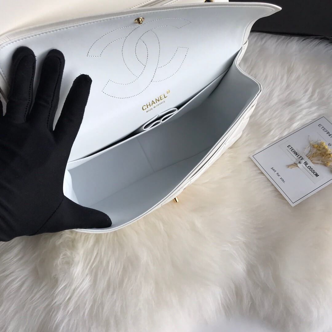 White CHANEL LARGE CLASSIC HANDBAG (Best
grade) - Image 8