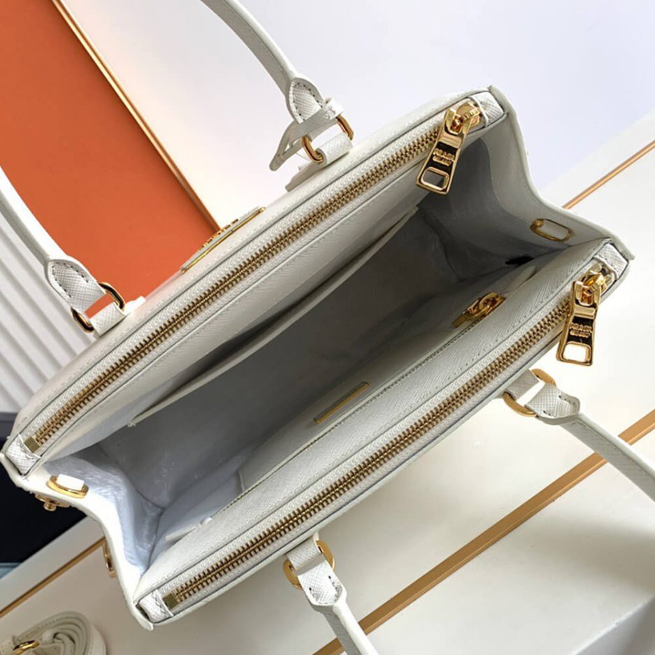 White Medium Prada Galleria Saffiano leather Bag - Image 8