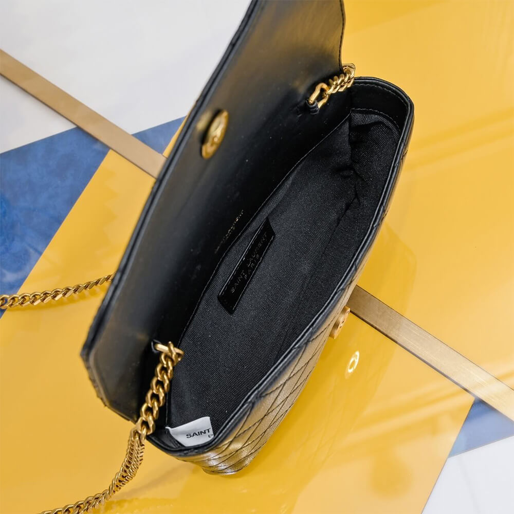 Black YSL GABY chain phone holder in lambskin - Image 8