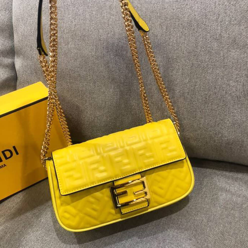 Yellow Fendi Baguette Chain Midi - Image 8