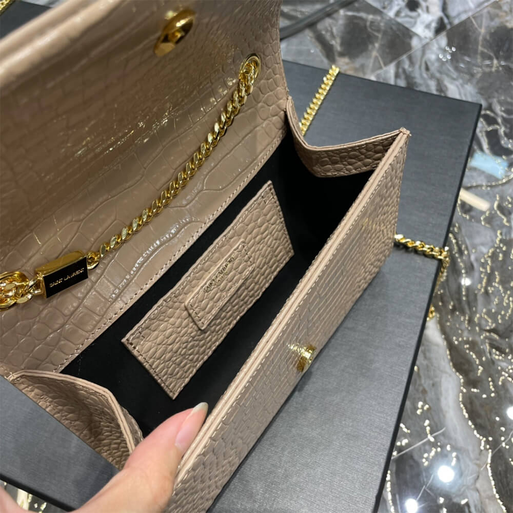 beige YSL KATE EMBOSSED SHOULDER BAG - Image 8