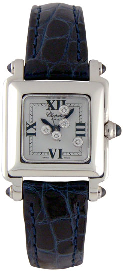 Chopard Happy Sport Series Diamond Steel Ladies Swiss Quartz Wristwatch 278892-23 in Deep Blue
