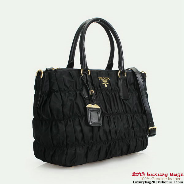 Prada Gaufre Fabric Top Handle Bag BN1788 Black Prada Gaufre Fabric Top Handle Bag BN1788 Black