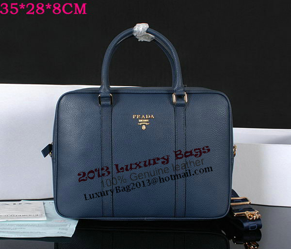 Prada Grainy Calf Leather Briefcase 80661 Blue Prada Grainy Calf Leather Briefcase 80661 Blue