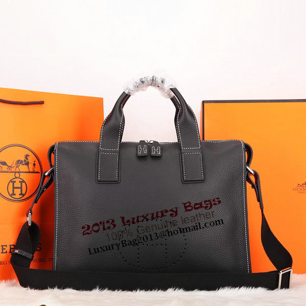 Hermes Mens Briefcase Original Calf Leather H86683 Black Hermes Mens Briefcase Original Calf Leather H86683 Black