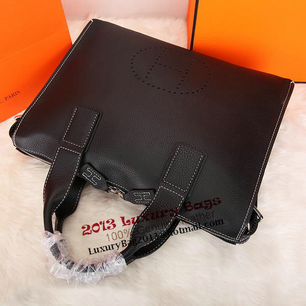 Hermes Mens Briefcase Original Calf Leather H86683 Black Hermes Mens Briefcase Original Calf Leather H86683 Black