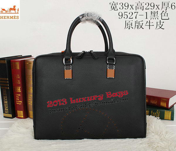 Hermes Mens Briefcase Original Calf Leather H95271 Black Hermes Mens Briefcase Original Calf Leather H95271 Black