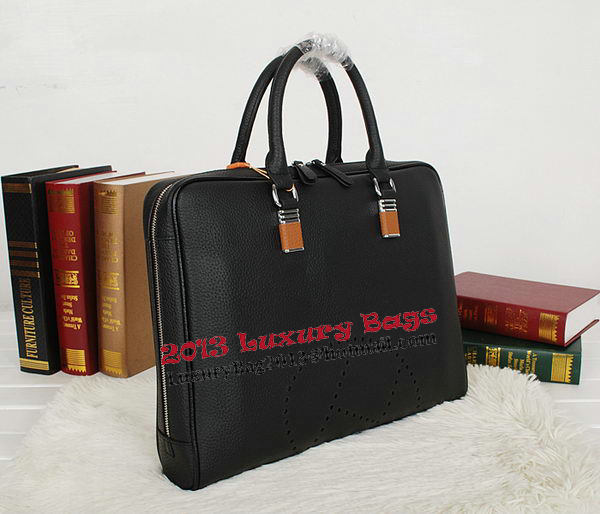 Hermes Mens Briefcase Original Calf Leather H95271 Black Hermes Mens Briefcase Original Calf Leather H95271 Black