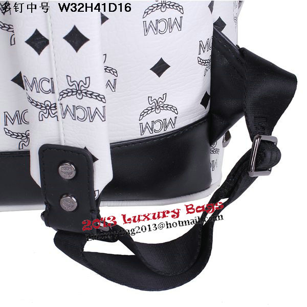 MCM Medium Stark Front Studs Backpack MC4238 White MCM Medium Stark Front Studs Backpack MC4238 White