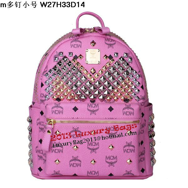 MCM Small Stark Front Studs Backpack MC4237S Rosy MCM Small Stark Front Studs Backpack MC4237S Rosy