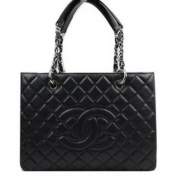 Chanel Classic Coco Bag Black GST Caviar Leather A50995 Silver